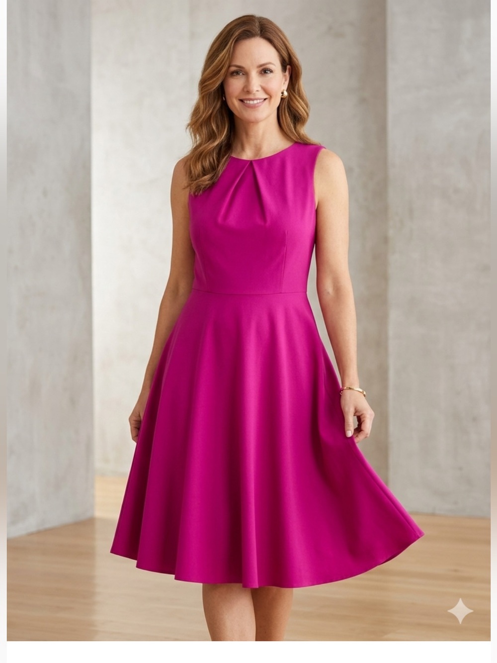 AGB fuchsia purple dress size 16 flared sleeveless casual party career